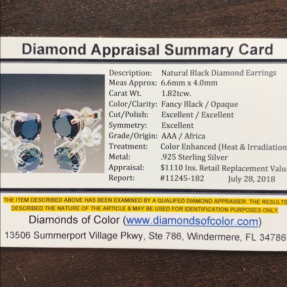 $1,110 Appraised 1.82 Carat Black Diamond Studs - Picture 4 of 6